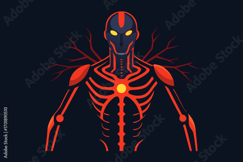 Biomechanical Background with Glowing Veins