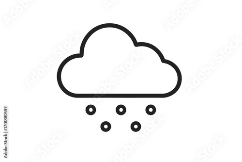Snow cloud line icon. Weather forecast symbol. Winter snowfall, snowing, blizzard, hail, sleet sign. Meteorology, climate concept. Minimal vector pictogram for web and app design.