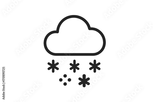 Snowing cloud line icon for weather forecast. Minimal vector pictogram for web design, mobile app, ui. Winter season, snowfall, cold, snowflake, blizzard symbol.