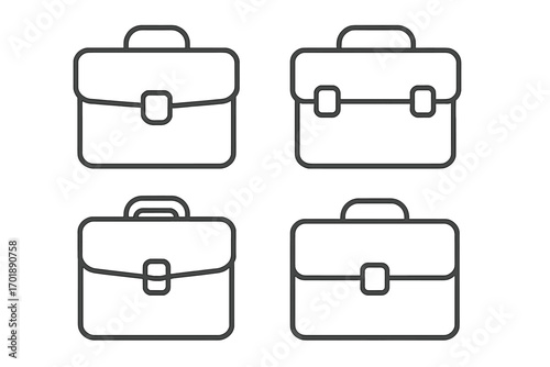 Briefcase line icon set for business and corporate concepts. Portfolio bag and work case symbols. Thin line art pictogram collection for web, apps. Editable stroke vector.