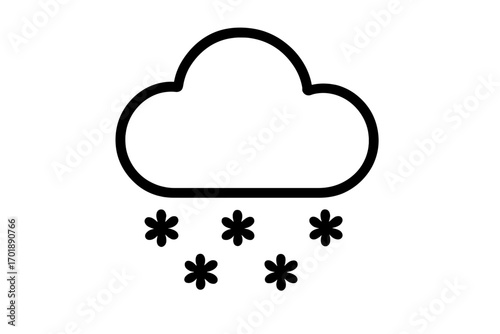 Snowing cloud line icon. Simple vector symbol for weather forecast, winter season, cold, snow. Minimalist outline pictogram for mobile app, web design, meteorology report.