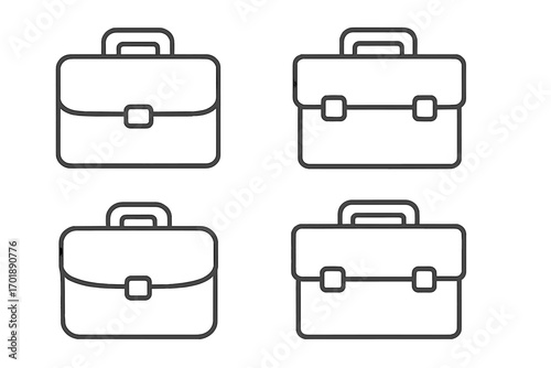 Briefcase line icon set. Business portfolio, work bag concept. Finance case pictogram. Editable stroke. Vector illustration for web, apps. Job, career, corporate symbol.