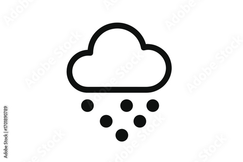 Hail cloud thin line icon concept. Weather forecast symbol with sleet or snow. Simple outline vector pictogram for web design, app, ui, ux, and modern climate graphic.