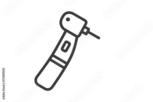 Dental drill line icon. Dentist tool for tooth treatment. Stomatology instrument. Oral care, hygiene concept. Endodontic equipment. Vector outline pictogram for web, app.