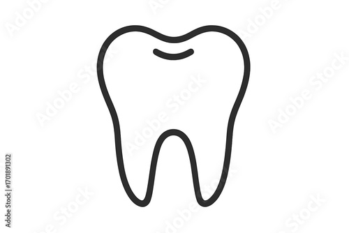 Tooth line icon. Dental care symbol. Dentist stomatology logotype. Oral health and hygiene concept. Simple clean tooth outline illustration for clinic or web. Vector design element.