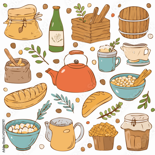 Collection Of Rustic Kitchen And Dining Elements