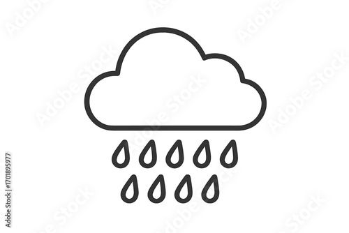 Rain cloud line icon. Minimalist weather symbol for forecast app. Simple outline pictogram. Rainy day concept. Drizzle, downpour, storm, precipitation vector sign. Web, UI, UX.