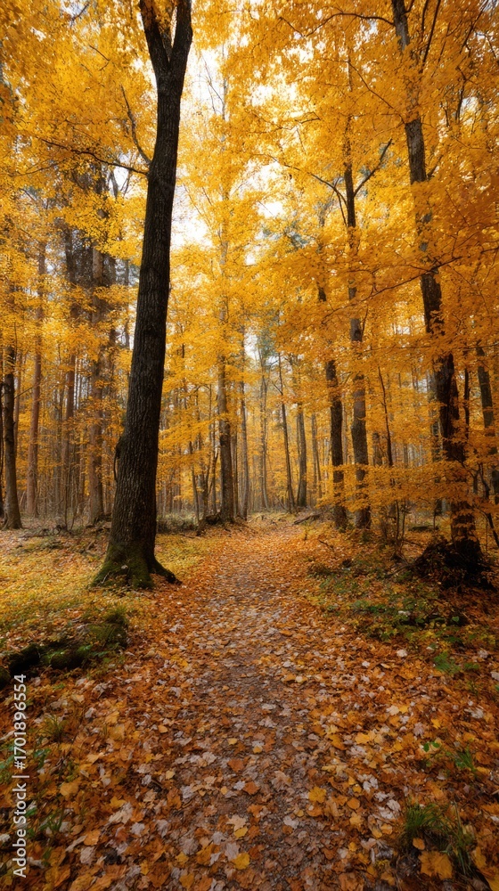 Obraz premium Vibrant autumn foliage along a forest path