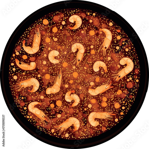 vector style paella pan top view