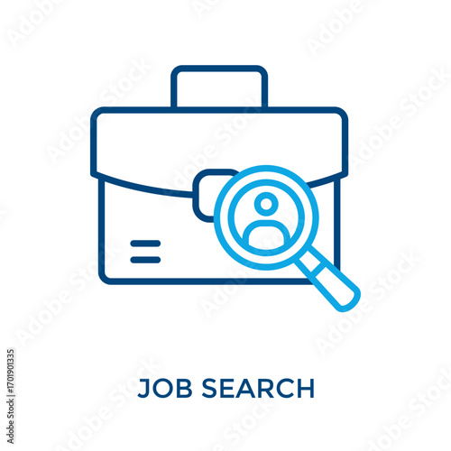 Job Search Icon Outline Color Style. Vector Illustration For Graphic Design