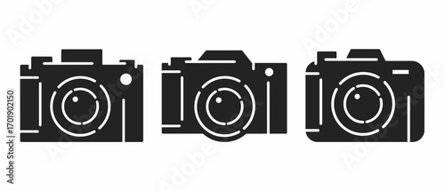 Camera, photography. Black illustration of camera icon. Stock vector icon design.
