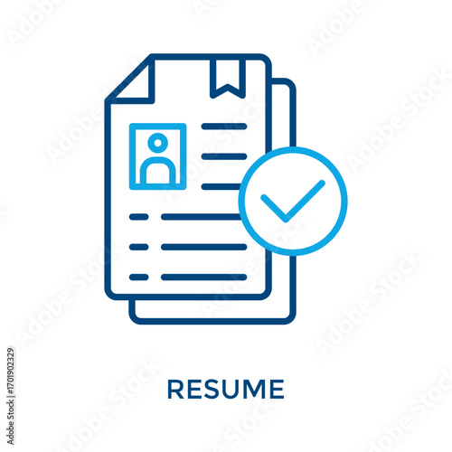 Resume Icon Outline Color Style. Vector Illustration For Graphic Design