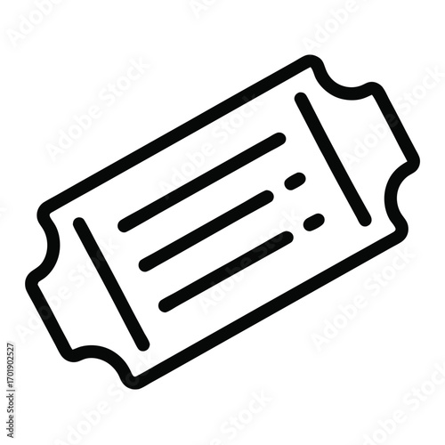 Simple line art ticket stub icon for events and admission