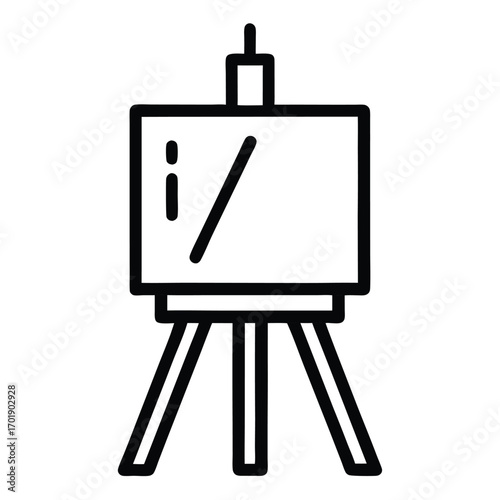 Minimal easel with a blank canvas for artistic creation