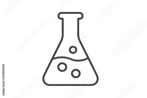 Laboratory flask with liquid and bubbles line icon. Science, chemistry, and research concept. Vector symbol for experiment, discovery, and education. Potion or elixir logo.