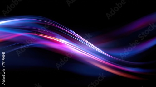 Abstract Light Streaks on Black Background for Technology, Science, and Futuristic Concepts