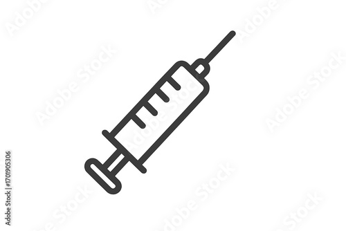 Simple syringe icon vector illustration, medical injection symbol, healthcare concept design, editable transparent background graphic, minimalist needle and plunger art for apps and graphics