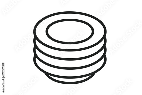Stack of Plates icon modern outline style, dishware set, kitchen utensils, tableware design, crockery vector illustration, clean minimalist line art, home dining concept