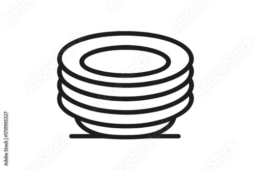 Modern stack of plates icon in outline style, vector illustration with transparent background, ordered dishware set, kitchenware design for apps, social media, cards