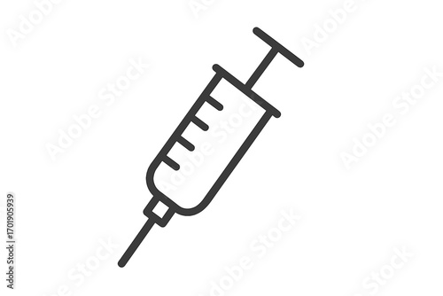 Minimalistic Thin Line Syringe Icon, Medical Injection Tool Vector, Healthcare and Vaccination Illustration for Web, Apps, Banner, Social Media, and Graphic Design