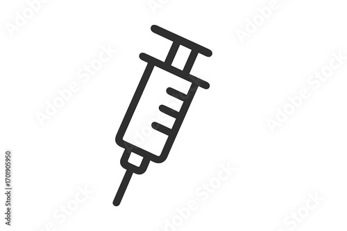 Minimalistic thin line syringe icon for medical, healthcare, vaccination, injection, web design, apps, banners, social media, vector cartoon illustration transparent background