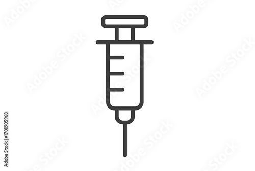 Syringe outline icon vector illustration for medical graphic design, healthcare apps, adverts, vaccination, injection, and health care concepts with transparent background