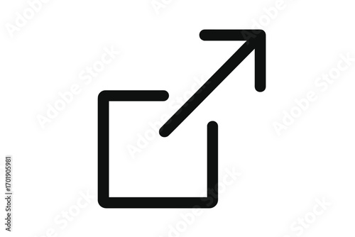 External link icon. Share symbol with arrow and box. Open in new window concept. UI and UX element. Minimalist line art for apps, banners, social networks, and websites.