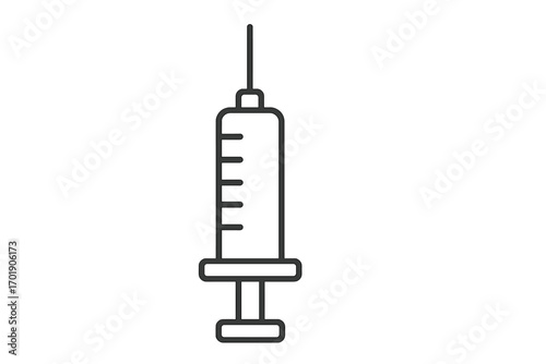 Syringe outline linear icon vector, medical injection illustration, healthcare equipment, vaccine needle symbol, clinic and hospital design element, clean transparent background, cartoon style