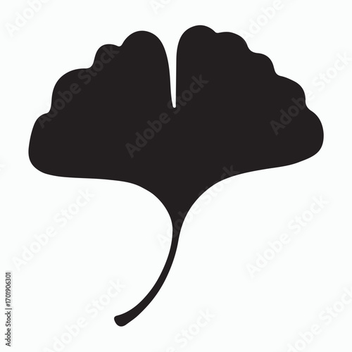 Bold ginkgo leaf black solid symbol