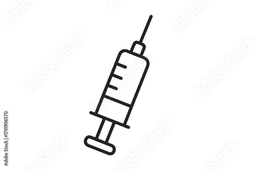 Minimalistic Syringe Icon Vector, Medical Injection Pictogram for Web, Apps, Social Media, Banners, Healthcare, Vaccination, Transparent Background Illustration