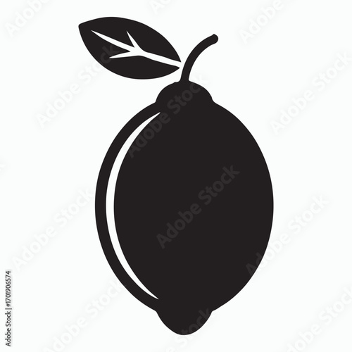 Lemon with leaf flat solid icon