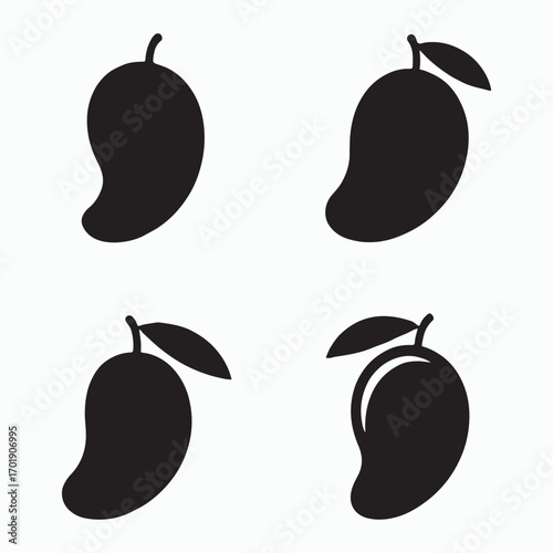 Mango fruit solid icons pack set