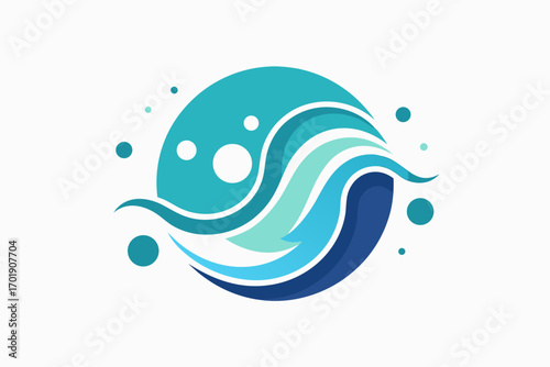 Curved waves combined with scattered mini dotted flowing lines  