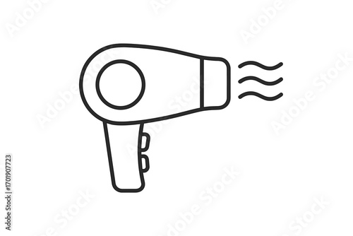 Hair dryer line icon. Blow dryer pictogram for hairdressing and barber shop. Vector for beauty salon, hairstyling, grooming. Household appliance for personal hair care.