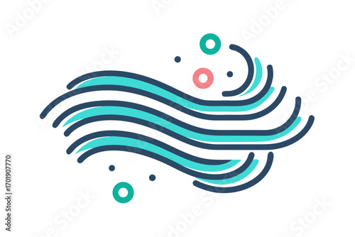 Curved airflow element three wavy parallel decorative line design  
