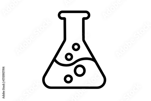 Laboratory flask line icon. Chemistry beaker pictogram with liquid. Science experiment symbol. Vector illustration for chemical research, web, apps, and graphic design.