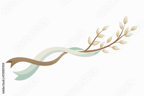 Delicate curling ribbon soft willow branch flowing shape  