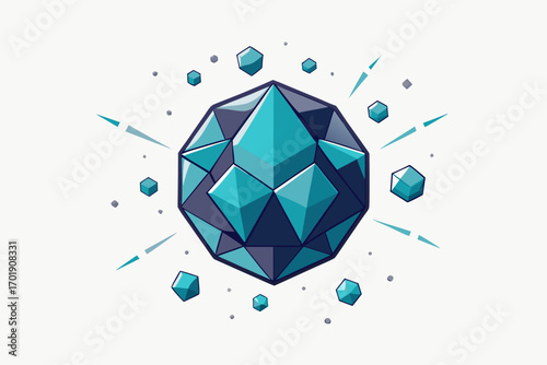 Floating polygon burst layered clean vector crystal layout