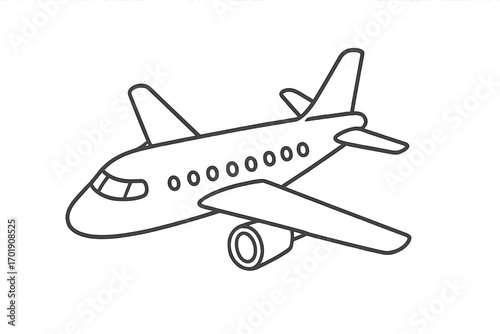 Airplane line icon for travel and transportation. Commercial jet flight symbol. Simple aircraft vector illustration for aviation business, web design, app, and logo concepts.