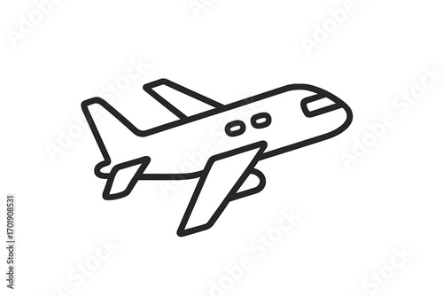 Airplane line icon for travel and transport. Simple plane symbol for flight and vacation concepts. Minimalist jet vector illustration for web, app, or airline logo design.