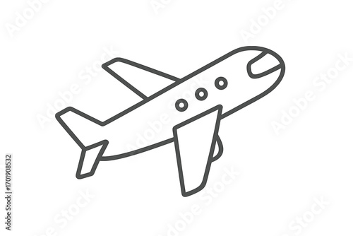 Airplane line icon. Vector travel concept. Flight, airline, and vacation symbol. Minimalist plane illustration for web, app and graphic design. Transport outline logo.