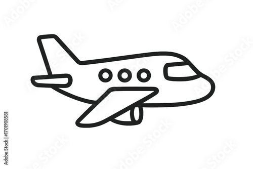 Airplane line icon. Simple plane outline symbol for graphic and web design. Travel, flight, and transport concept. Vector cartoon illustration for logo, app, or card.