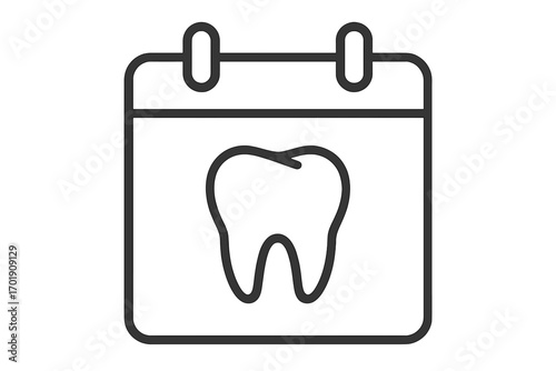 Dentist appointment icon. Dental check-up on calendar. Tooth care schedule, reminder symbol. Oral hygiene, health visit. Stomatology, dentistry pictogram for web, apps.