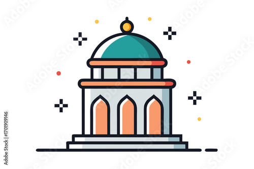 Mini mosque dome tiny dome line illustration design