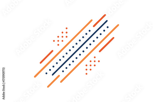 parallel dotted beams rising diagonally abstract lines