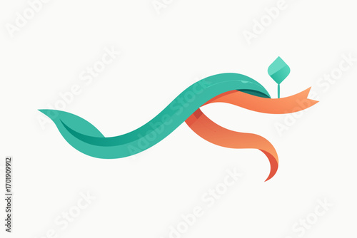 Ribbon flowing like gentle bending tree branch naturally