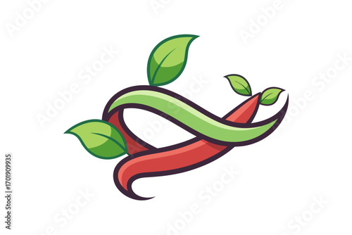 Ribbon resembling climbing vine twisting in natural shape