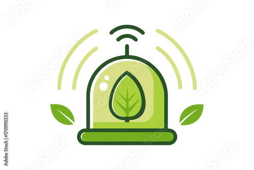Eco alarm bell icon with leaf nature protection