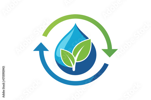 Water recycling circular arrow icon sustainable vector design