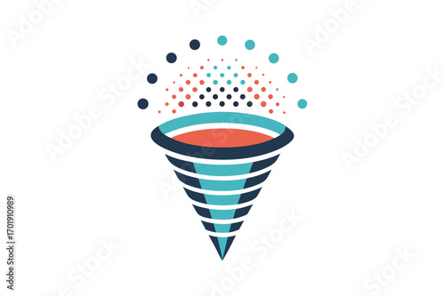 Spiral cone dot burst forming geometric cone shape